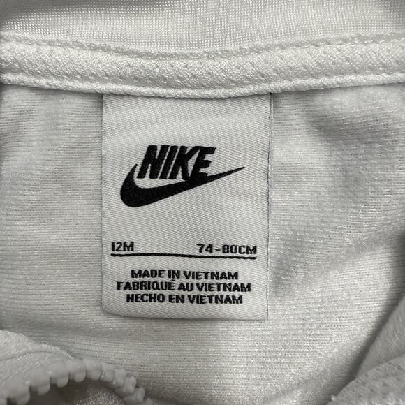 Nike Track Jacket Full Zip Infant Boys Size 12M White Black Swoosh Pockets - Picture 3 of 4